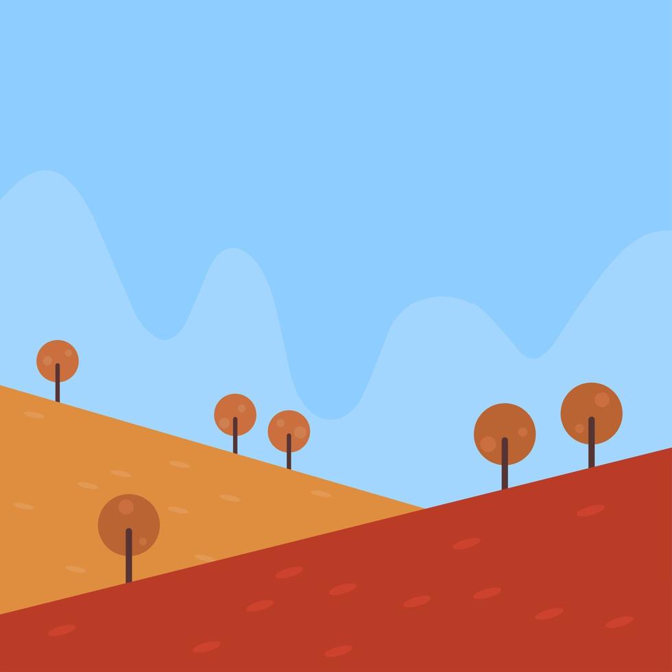 herfst landschap vector illustratie met helder blauw lucht