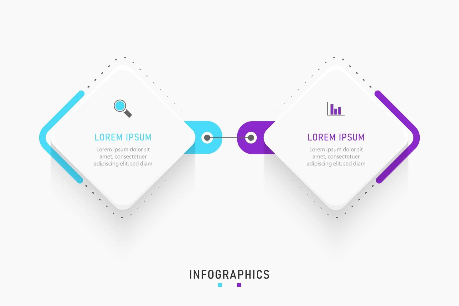 vector infographic labelontwerpsjabloon met pictogrammen en 2 opties of stappen. kan worden gebruikt voor procesdiagram, presentaties, workflowlay-out, banner, stroomschema, infografiek.