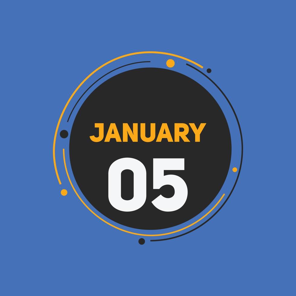 januari 5 kalender herinnering. 5e januari dagelijks kalender icoon sjabloon. kalender 5e januari icoon ontwerp sjabloon. vector illustratie