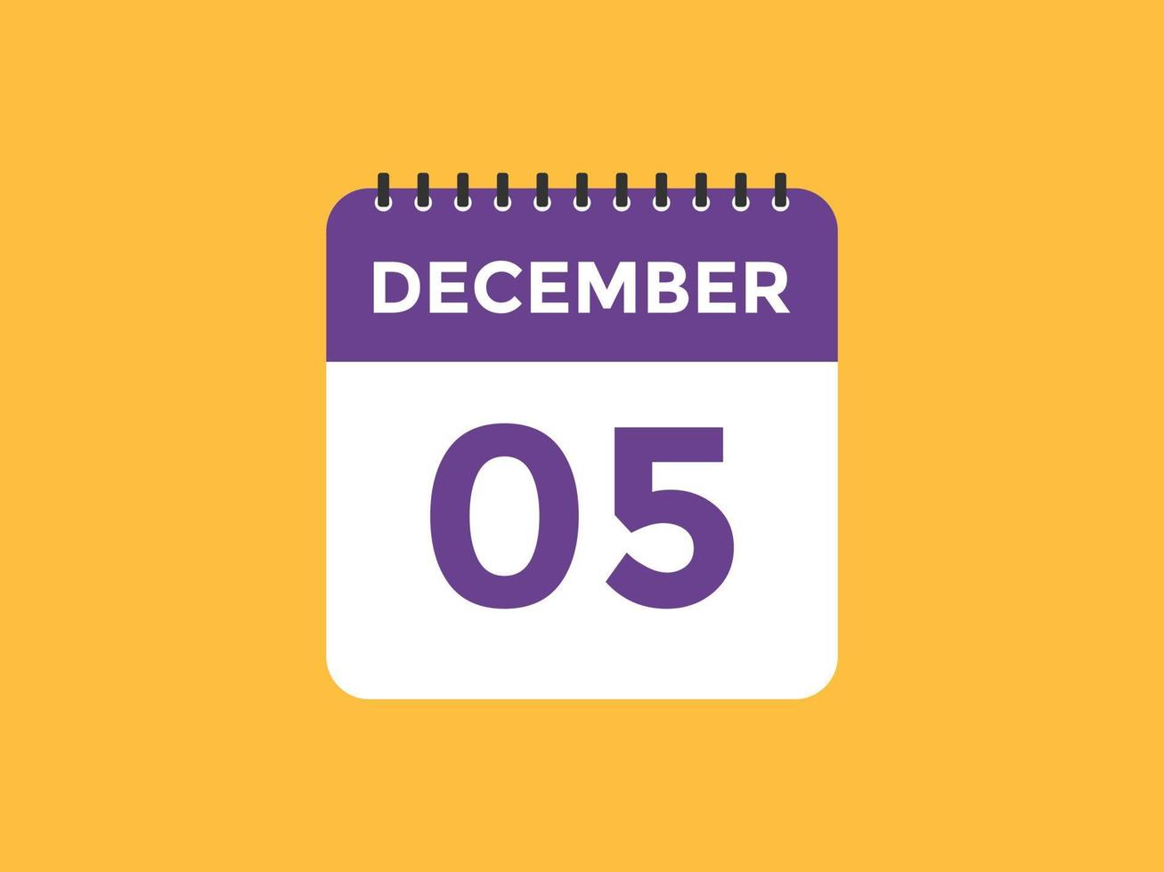 december 5 kalender herinnering. 5e december dagelijks kalender icoon sjabloon. kalender 5e december icoon ontwerp sjabloon. vector illustratie