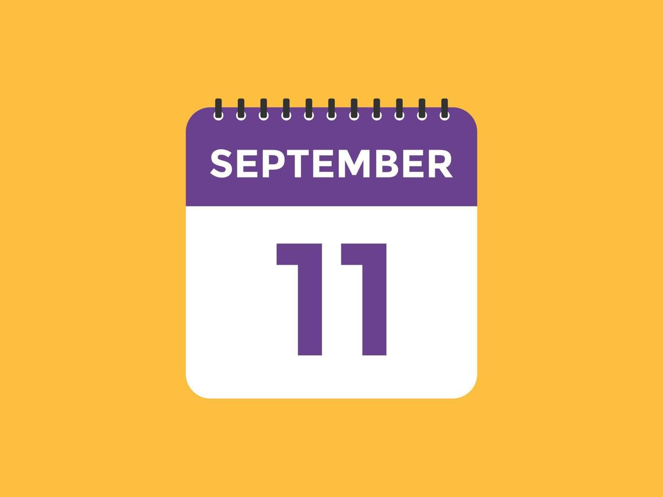 september 11 kalender herinnering. 11e september dagelijks kalender icoon sjabloon. kalender 11e september icoon ontwerp sjabloon. vector illustratie