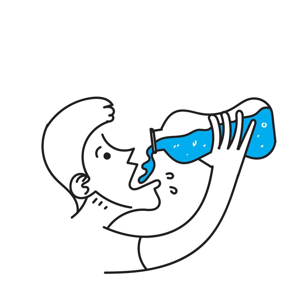 hand- getrokken tekening drinken van fles illustratie vector geïsoleerd