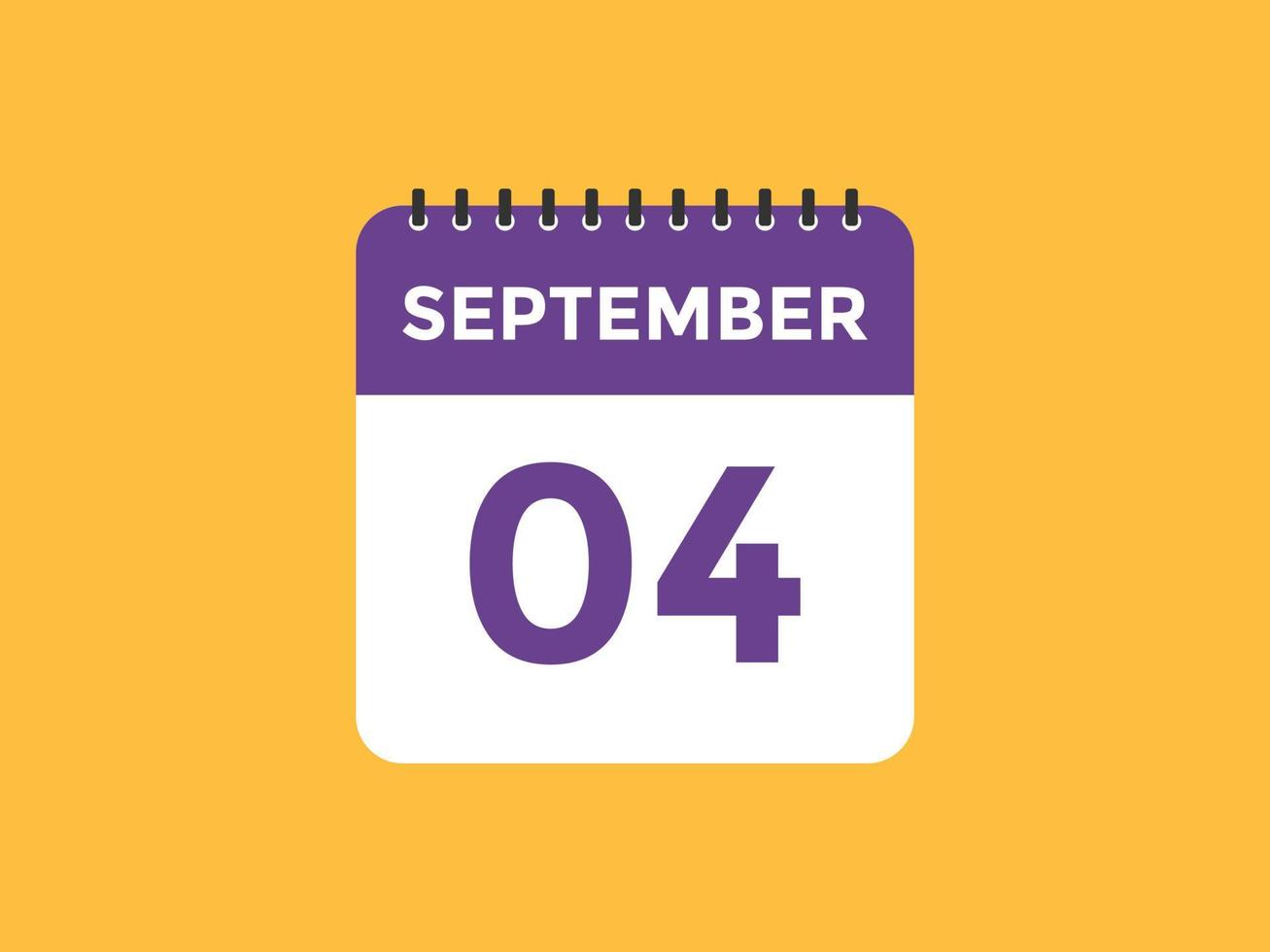 september 4 kalender herinnering. 4e september dagelijks kalender icoon sjabloon. kalender 4e september icoon ontwerp sjabloon. vector illustratie