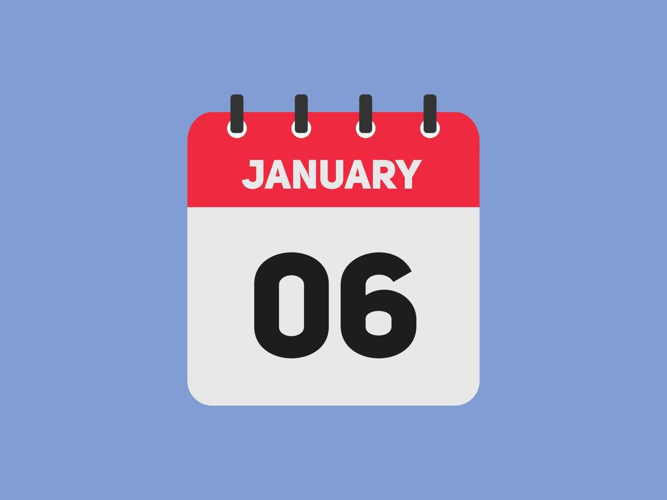 januari 6 kalender herinnering. 6e januari dagelijks kalender icoon sjabloon. kalender 6e januari icoon ontwerp sjabloon. vector illustratie