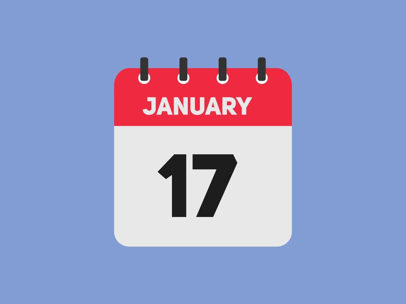 januari 17 kalender herinnering. 17e januari dagelijks kalender icoon sjabloon. kalender 17e januari icoon ontwerp sjabloon. vector illustratie