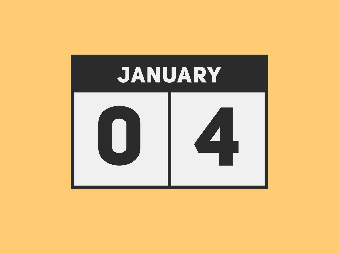 januari 4 kalender herinnering. 4e januari dagelijks kalender icoon sjabloon. kalender 4e januari icoon ontwerp sjabloon. vector illustratie