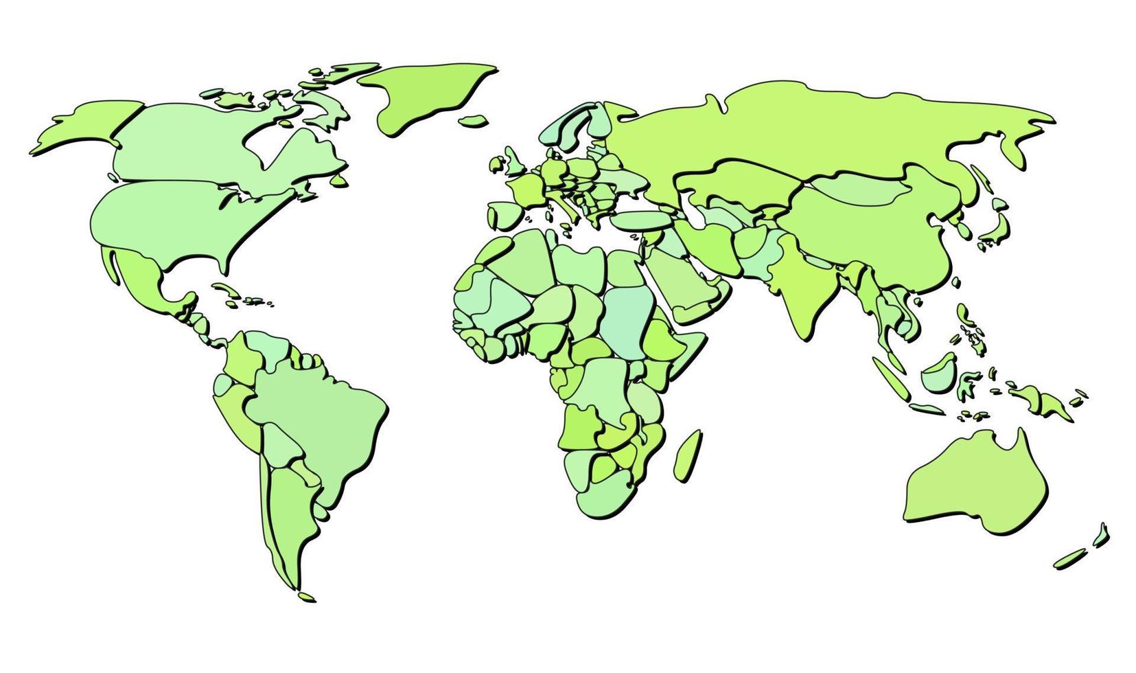 gemakkelijk wereld kaart Aan wit achtergrond vector illustratie