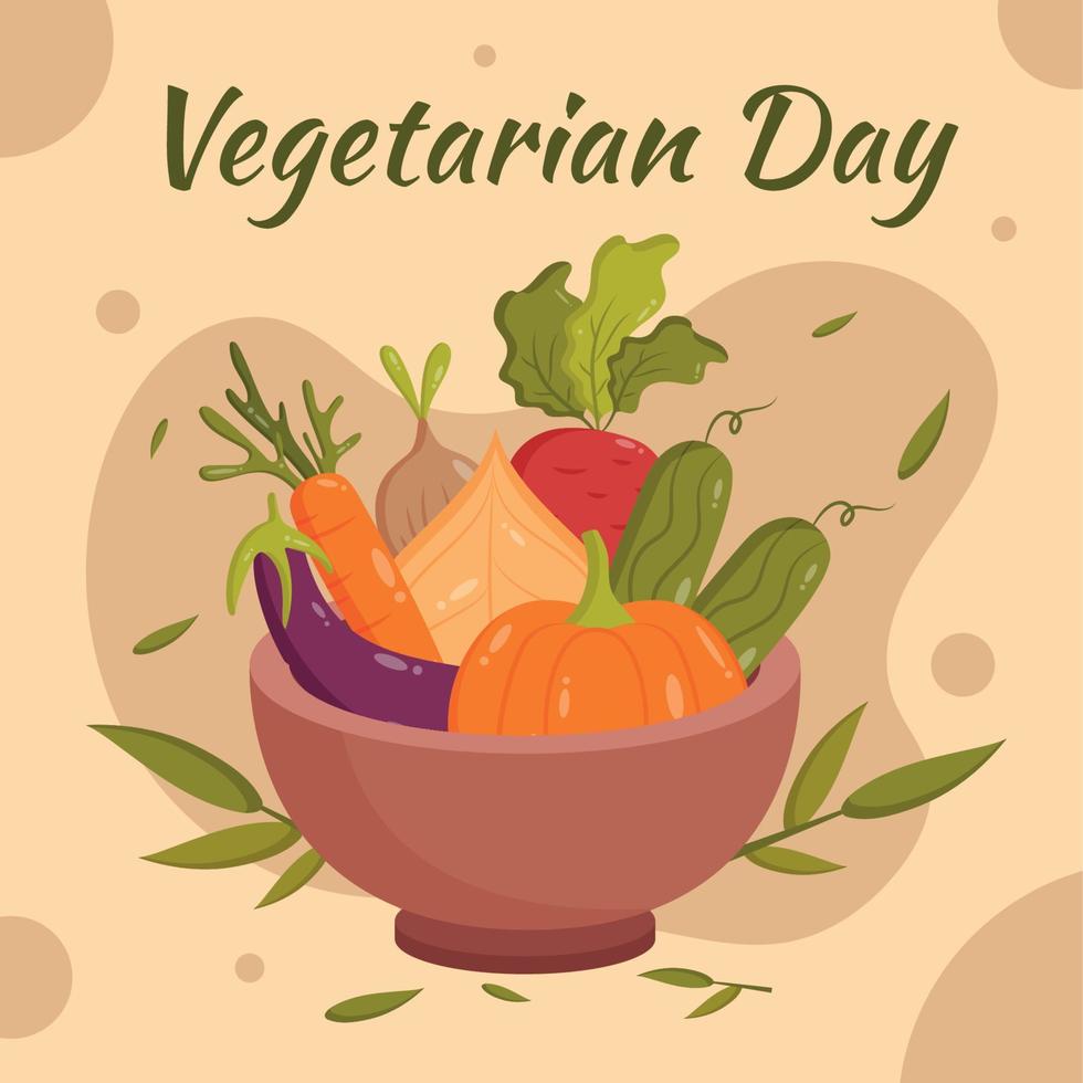 kleurrijk vegetarisch dag met een kom van groenten vector