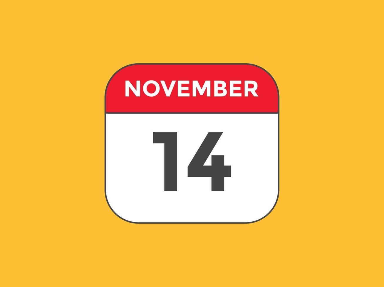 november 14 kalender herinnering. 14e november dagelijks kalender icoon sjabloon. kalender 14e november icoon ontwerp sjabloon. vector illustratie
