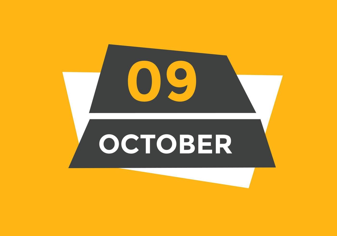 oktober 9 kalender herinnering. 9e oktober dagelijks kalender icoon sjabloon. kalender 9e oktober icoon ontwerp sjabloon. vector illustratie