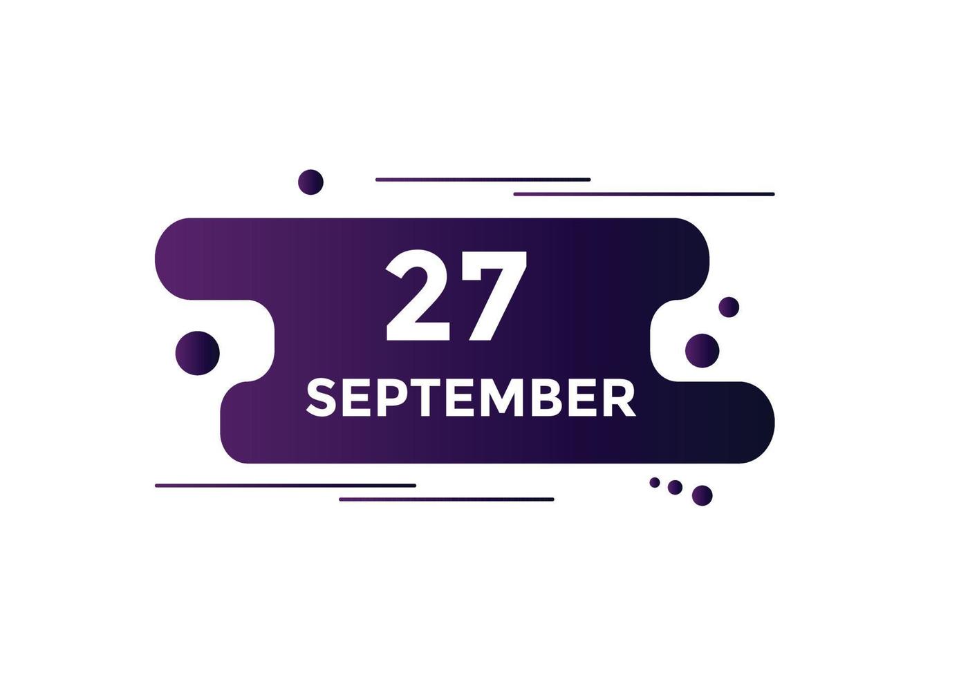 september 27 kalender herinnering. 27e september dagelijks kalender icoon sjabloon. kalender 27e september icoon ontwerp sjabloon. vector illustratie