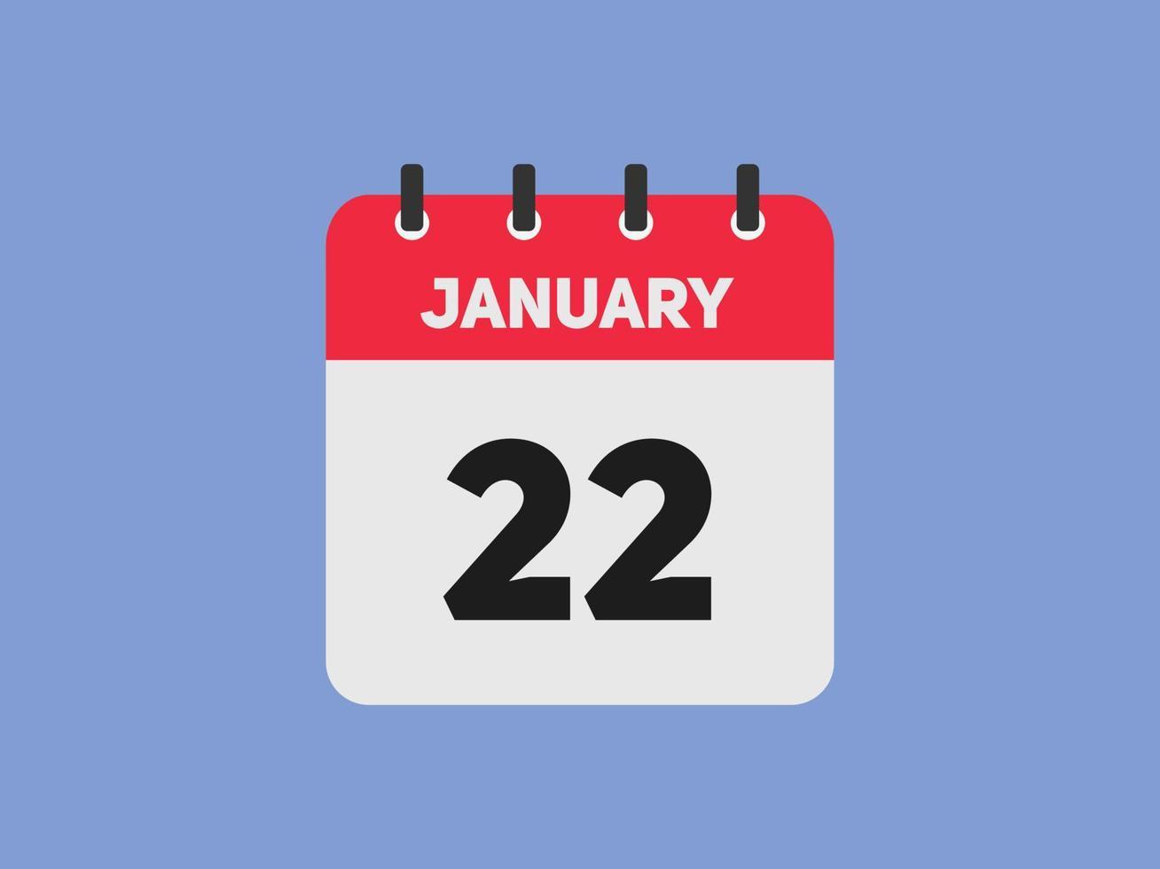januari 22 kalender herinnering. 22e januari dagelijks kalender icoon sjabloon. kalender 22e januari icoon ontwerp sjabloon. vector illustratie