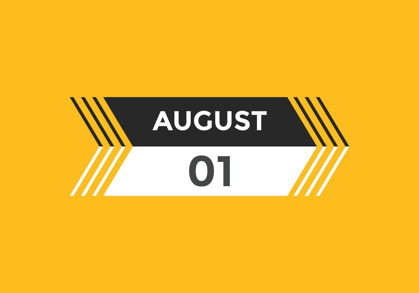 augustus 1 kalender herinnering. 1e augustus dagelijks kalender icoon sjabloon. kalender 1e augustus icoon ontwerp sjabloon. vector illustratie