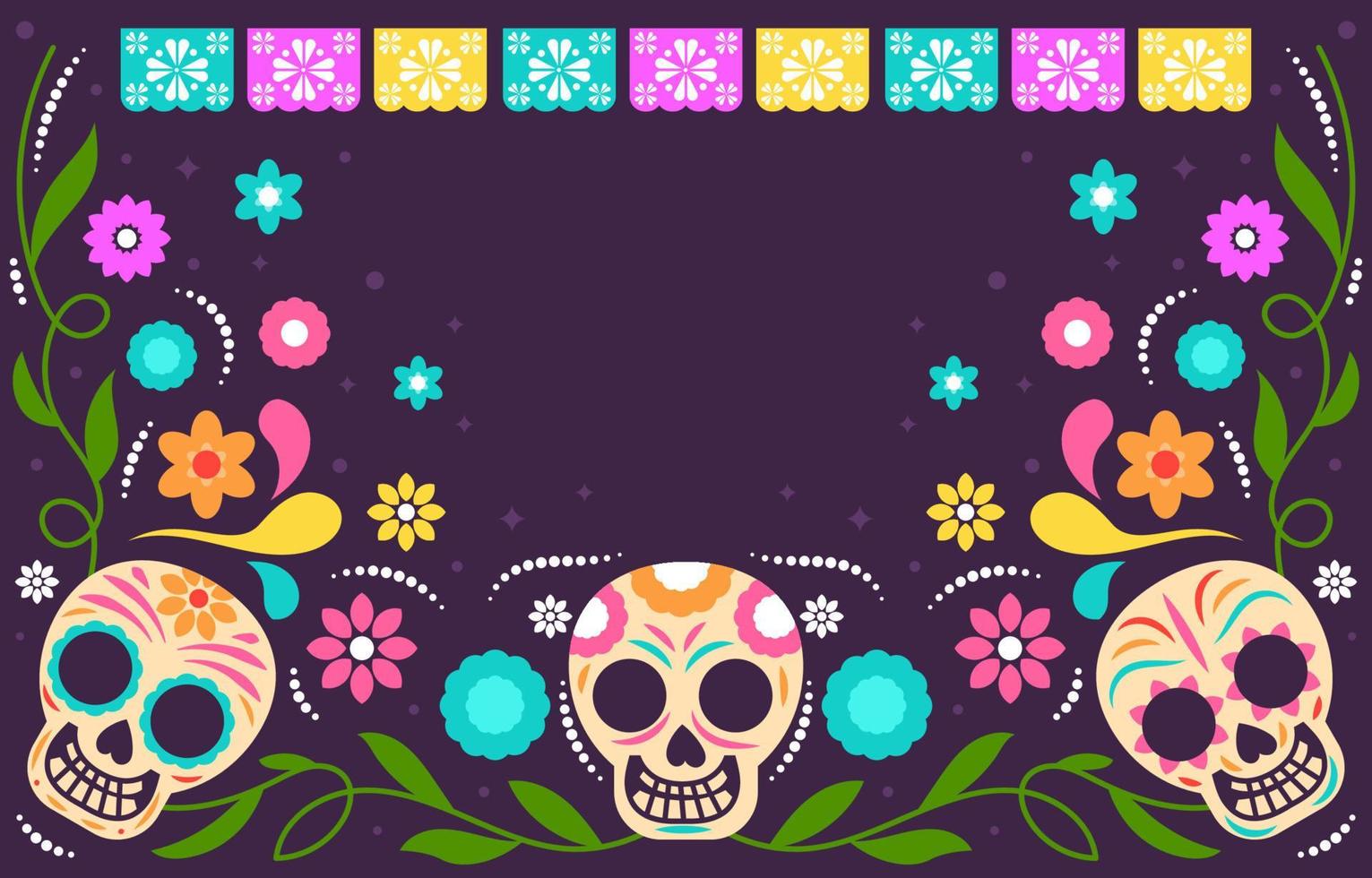 dia de los Muertos cavalera suiker schedel achtergrond vector