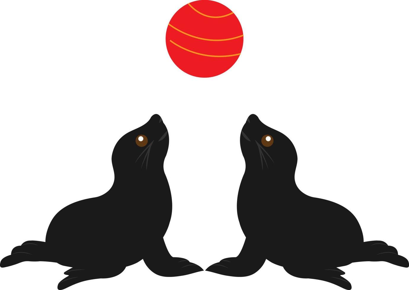 zegels zijn spelen rood bal geïsoleerd Aan wit achtergrond. vector