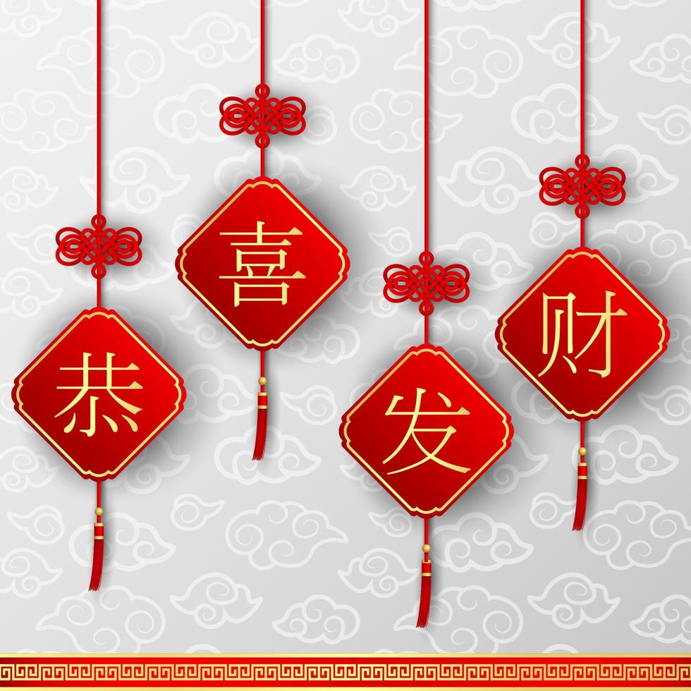 gelukkig Chinese nieuw jaar kaart met woorden. Chinese karakter gemeen gelukkig nieuw jaar vector