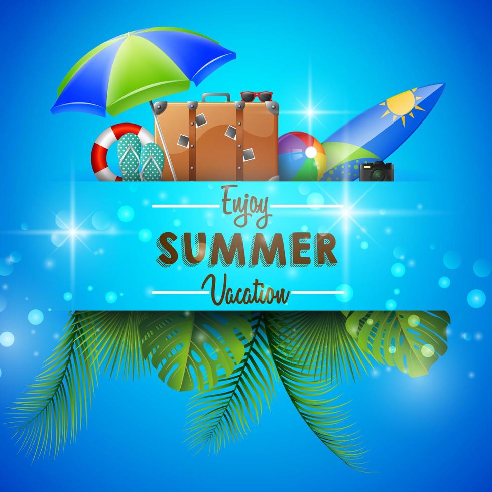 zomer vakantie met reizen accessoires vector