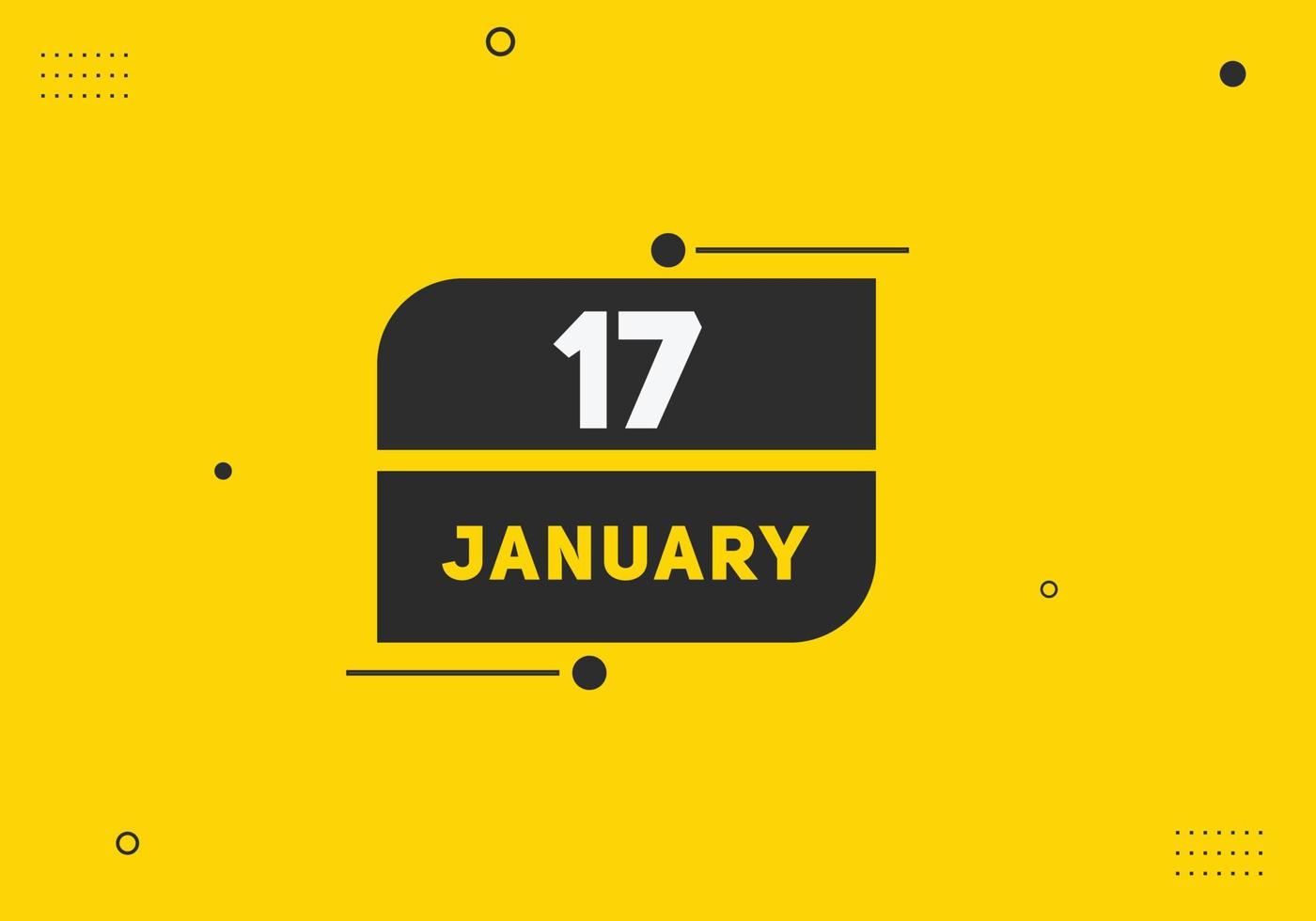 januari 17 kalender herinnering. 17e januari dagelijks kalender icoon sjabloon. kalender 17e januari icoon ontwerp sjabloon. vector illustratie