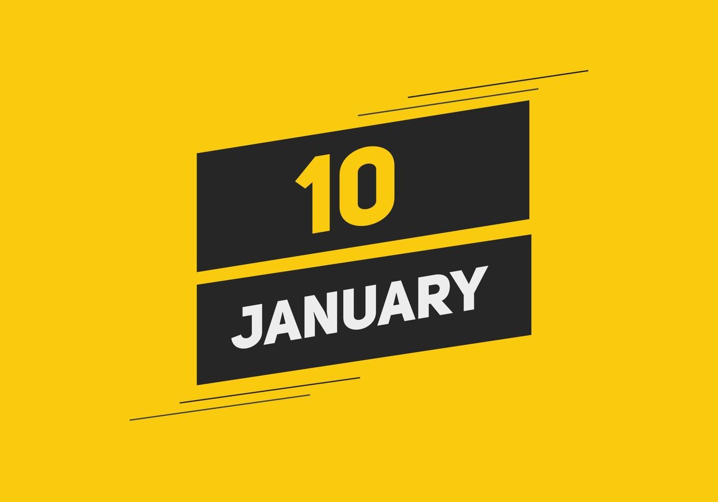 januari 10 kalender herinnering. 10e januari dagelijks kalender icoon sjabloon. kalender 10e januari icoon ontwerp sjabloon. vector illustratie