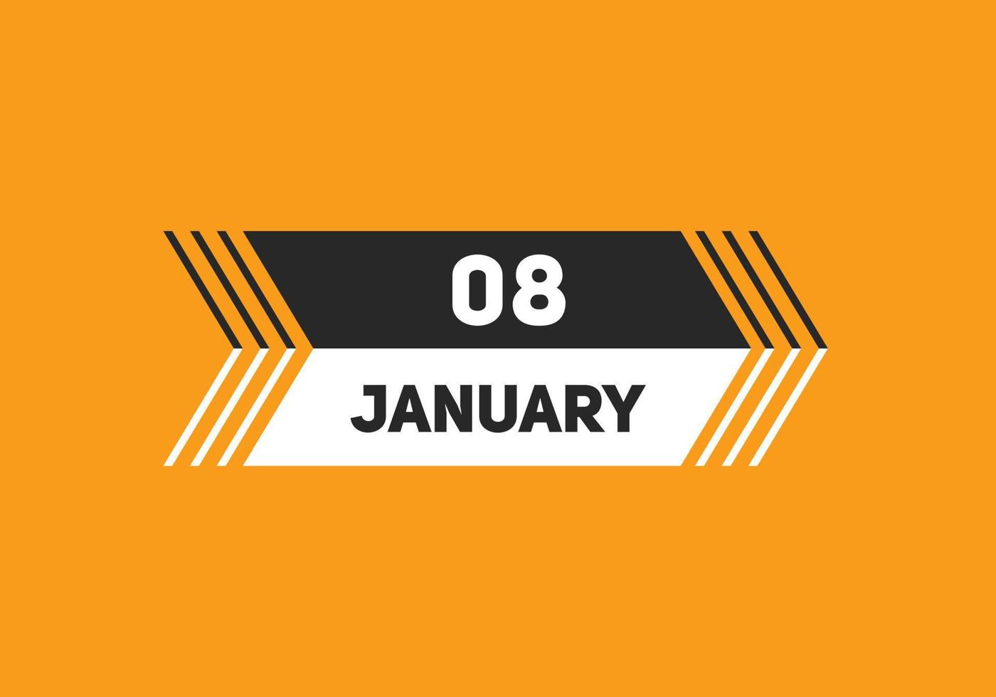 januari 8 kalender herinnering. 8e januari dagelijks kalender icoon sjabloon. kalender 8e januari icoon ontwerp sjabloon. vector illustratie