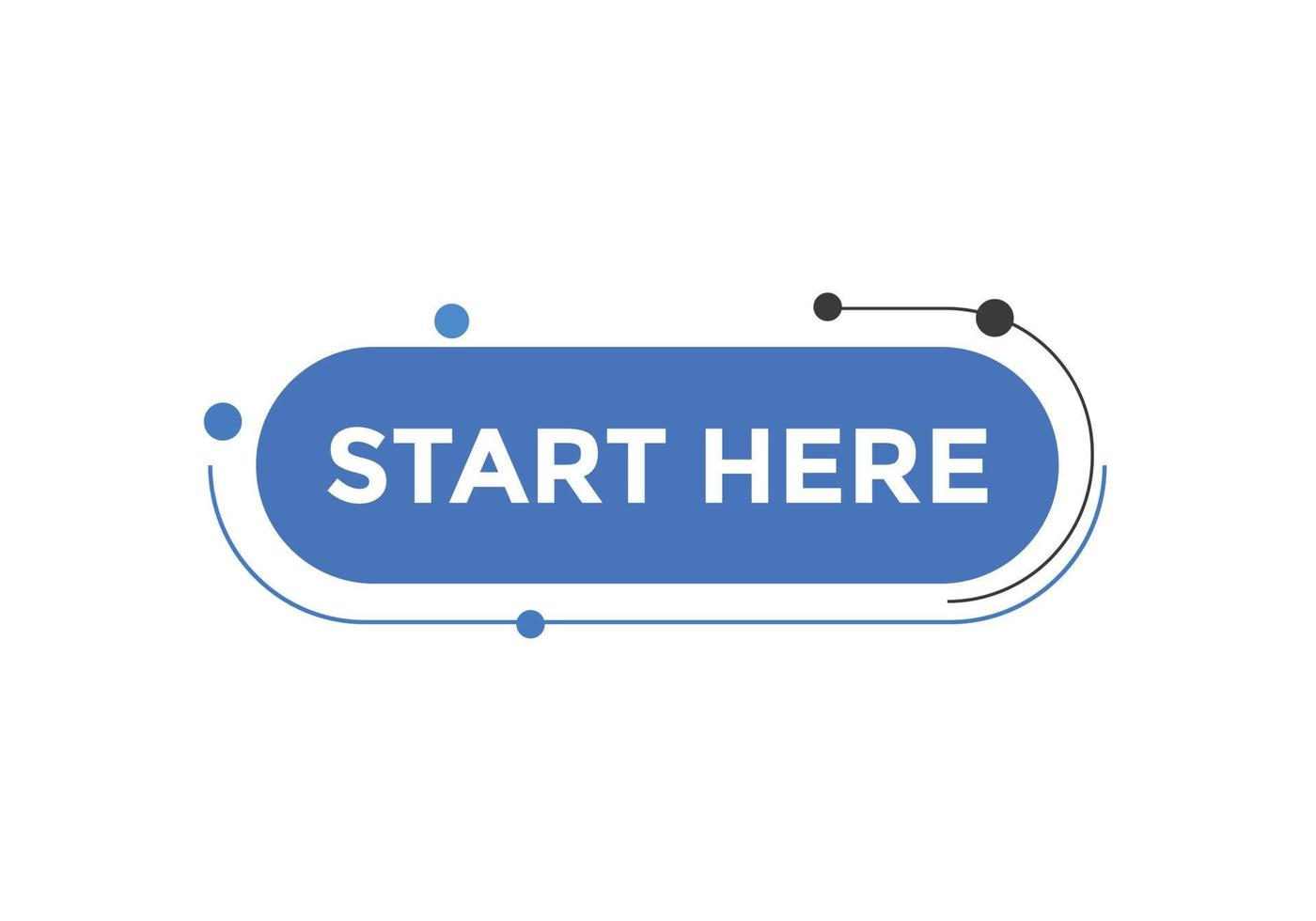 begin hier knop. begin hier kleurrijk etiket teken sjabloon. begin hier symbool web spandoek. vector