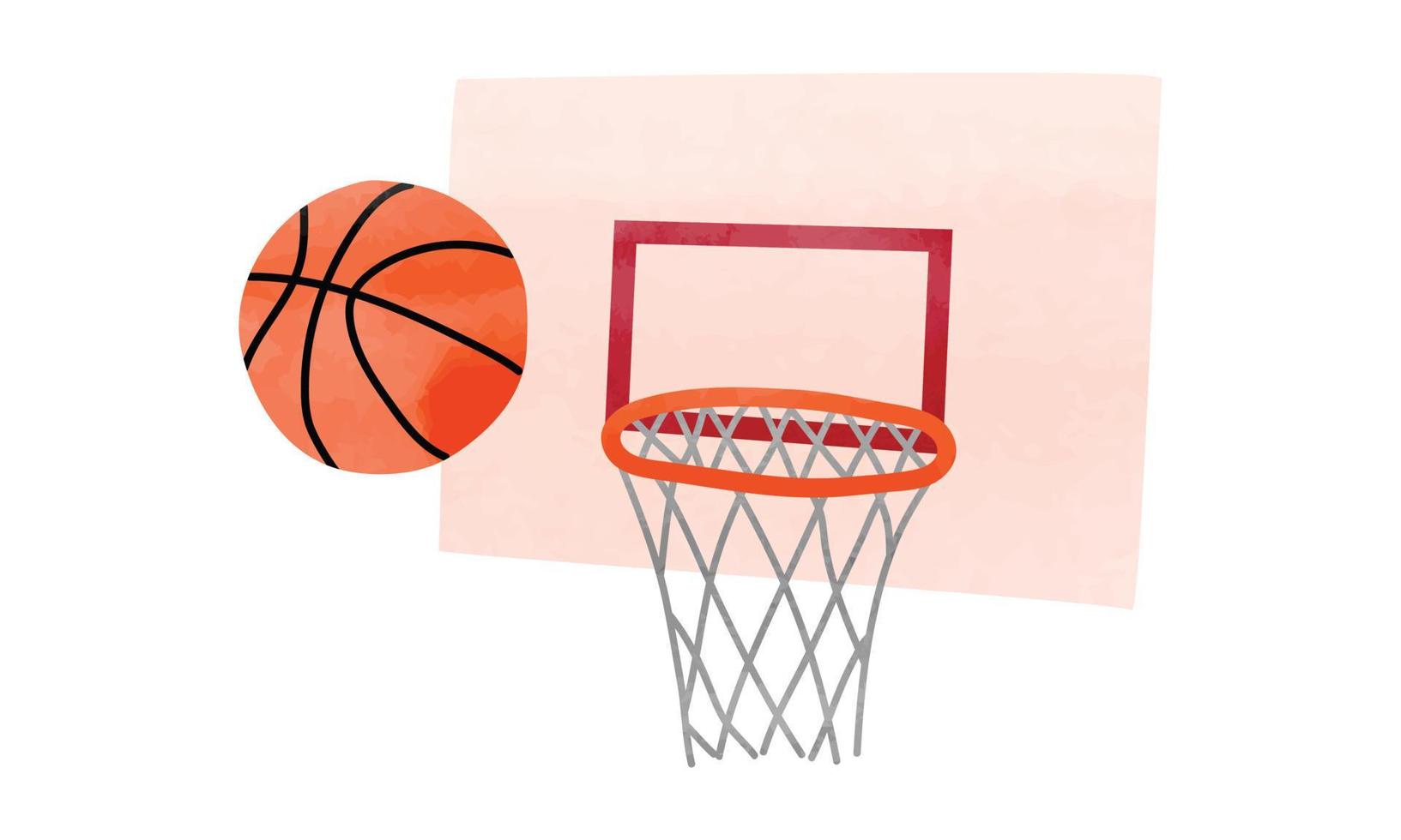 basketbal hoepel clip art. basketbal doel waterverf stijl vector illustratie geïsoleerd Aan wit achtergrond. basketbal bord met hoepel tekenfilm vector ontwerp. basketbal hoepel geïsoleerd tekening