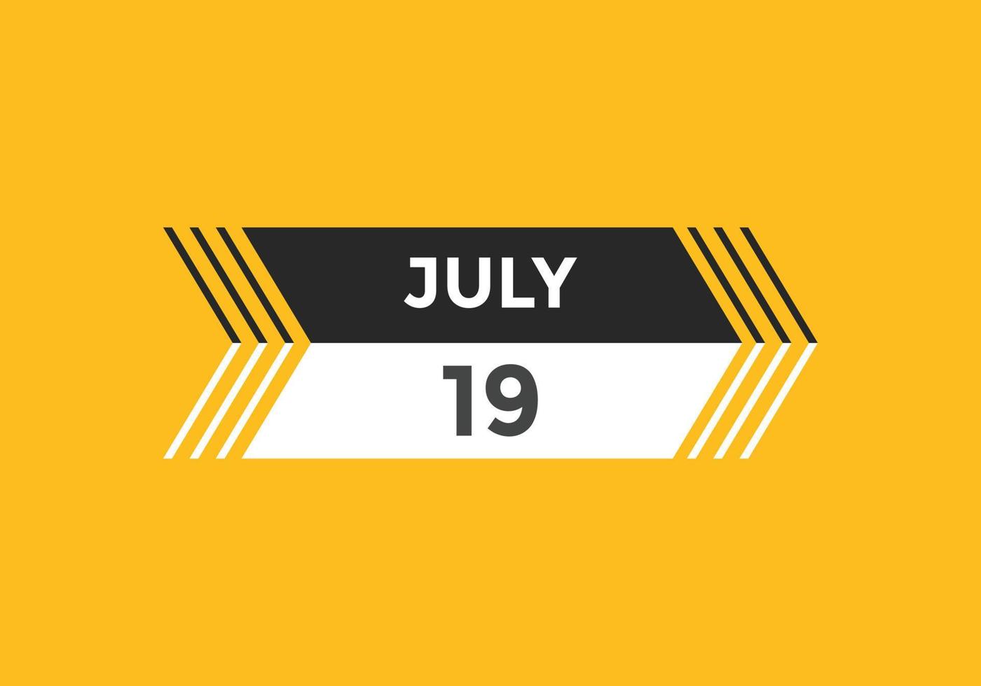 juli 19 kalender herinnering. 19e juli dagelijks kalender icoon sjabloon. kalender 19e juli icoon ontwerp sjabloon. vector illustratie