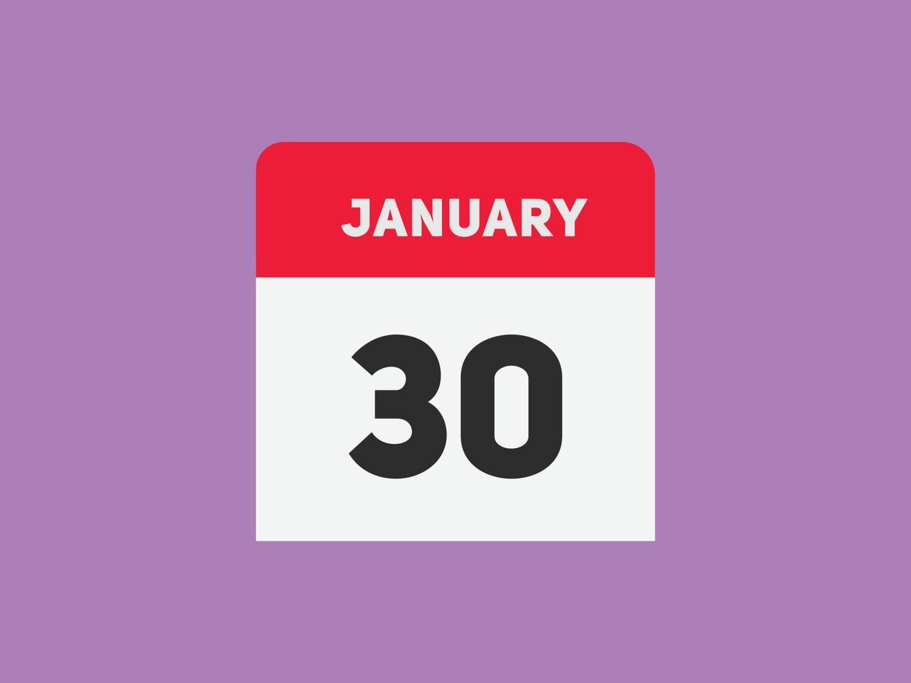 januari 30 kalender herinnering. 30e januari dagelijks kalender icoon sjabloon. kalender 30e januari icoon ontwerp sjabloon. vector illustratie