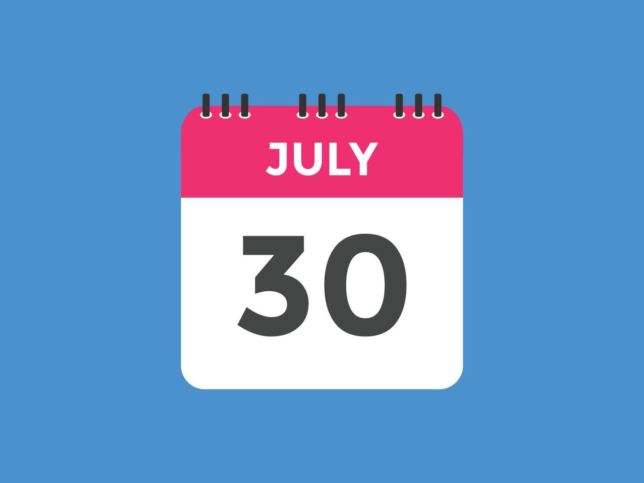 juli 30 kalender herinnering. 30e juli dagelijks kalender icoon sjabloon. kalender 30e juli icoon ontwerp sjabloon. vector illustratie