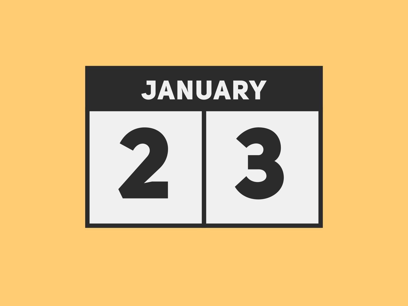 januari 23 kalender herinnering. 23e januari dagelijks kalender icoon sjabloon. kalender 23e januari icoon ontwerp sjabloon. vector illustratie