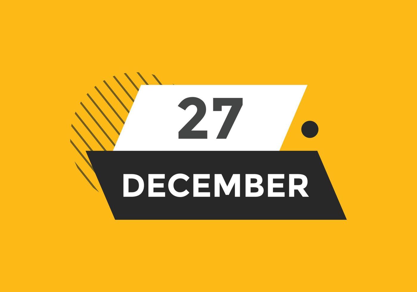 december 27 kalender herinnering. 27e december dagelijks kalender icoon sjabloon. kalender 27e december icoon ontwerp sjabloon. vector illustratie