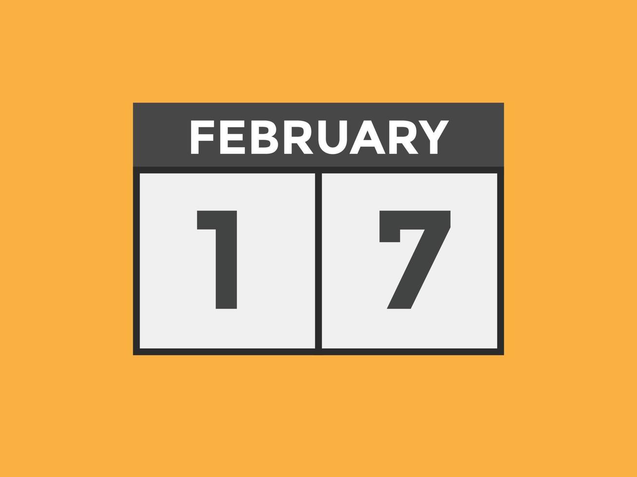 februari 17 kalender herinnering. 17e februari dagelijks kalender icoon sjabloon. kalender 17e februari icoon ontwerp sjabloon. vector illustratie