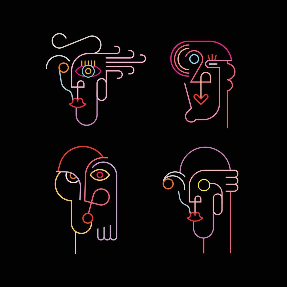 vier neon avatars vector