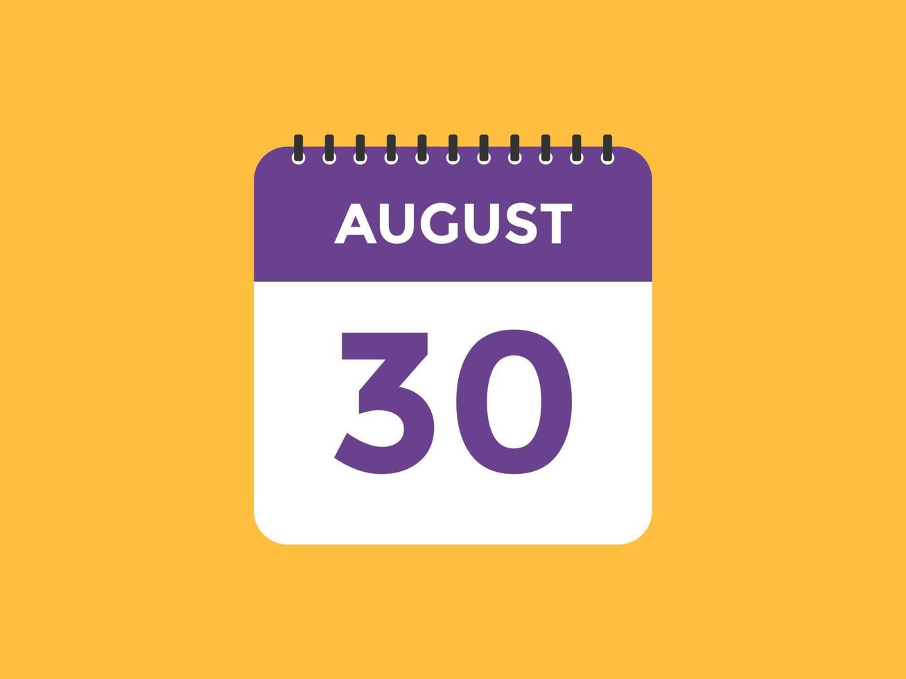 augustus 30 kalender herinnering. 30e augustus dagelijks kalender icoon sjabloon. kalender 30e augustus icoon ontwerp sjabloon. vector illustratie