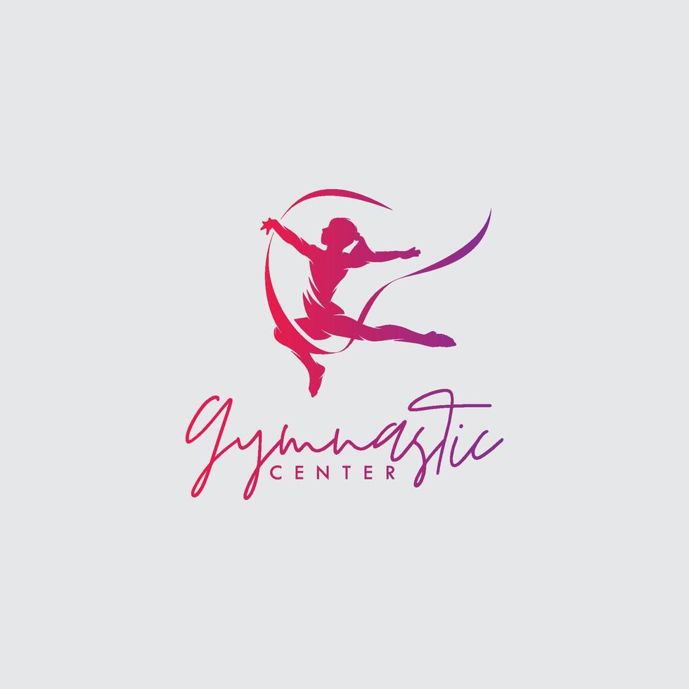 ritmisch gymnastiek met lint logo ontwerp vector