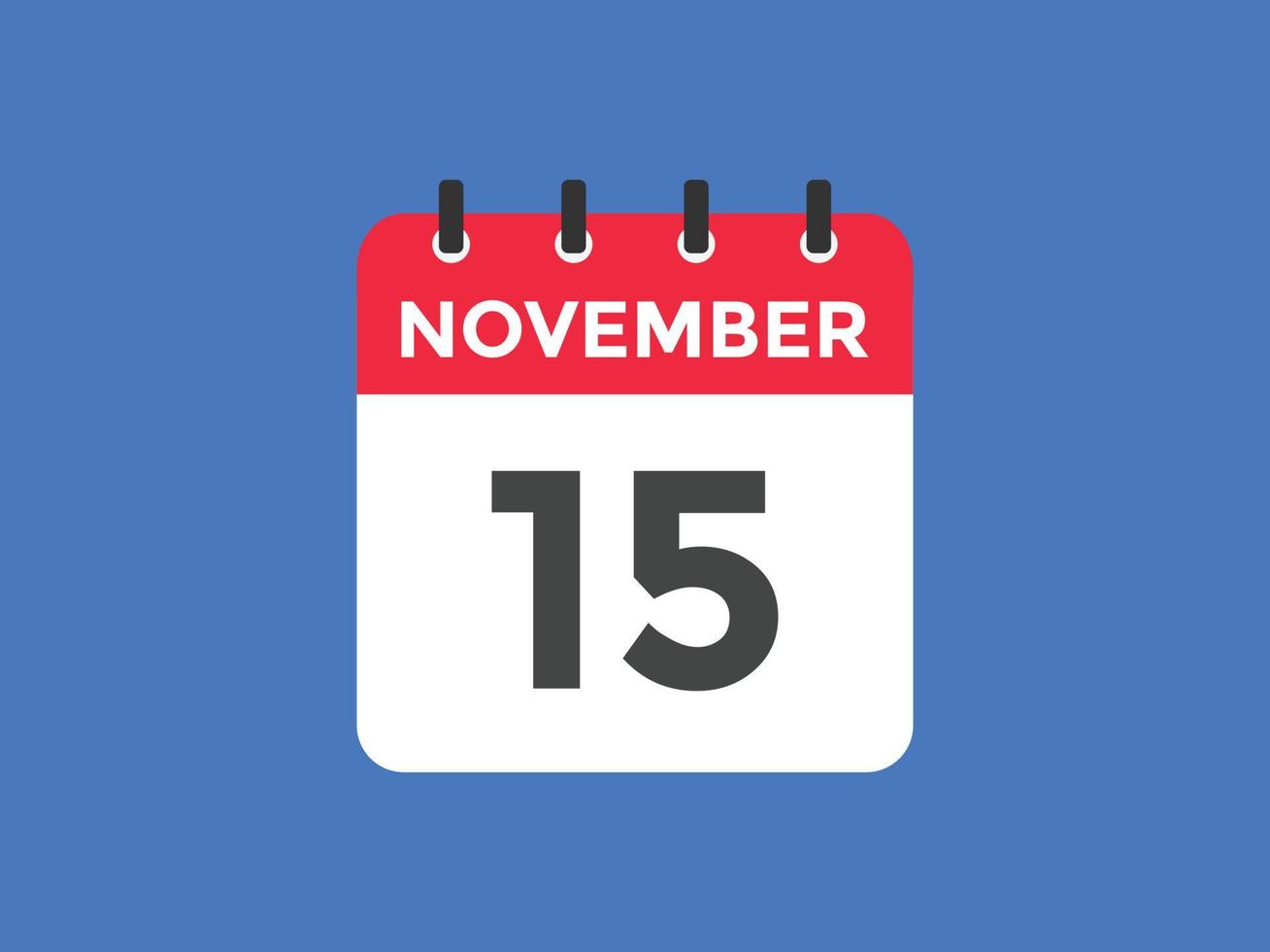 november 15 kalender herinnering. 15e november dagelijks kalender icoon sjabloon. kalender 15e november icoon ontwerp sjabloon. vector illustratie