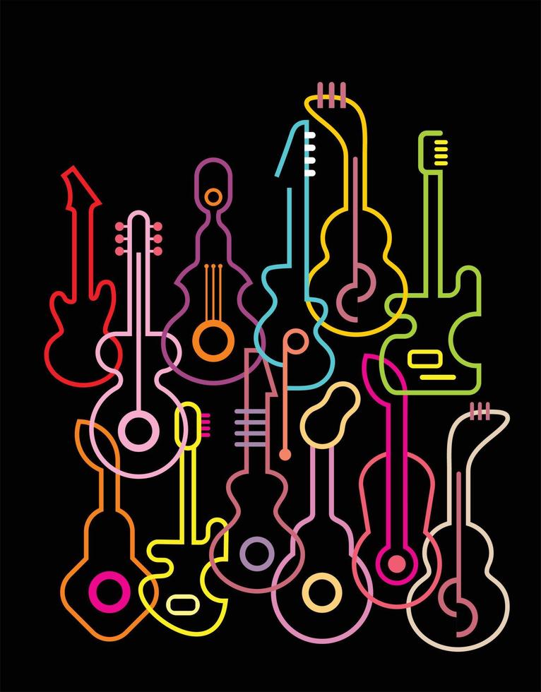 neon gitaar silhouetten vector