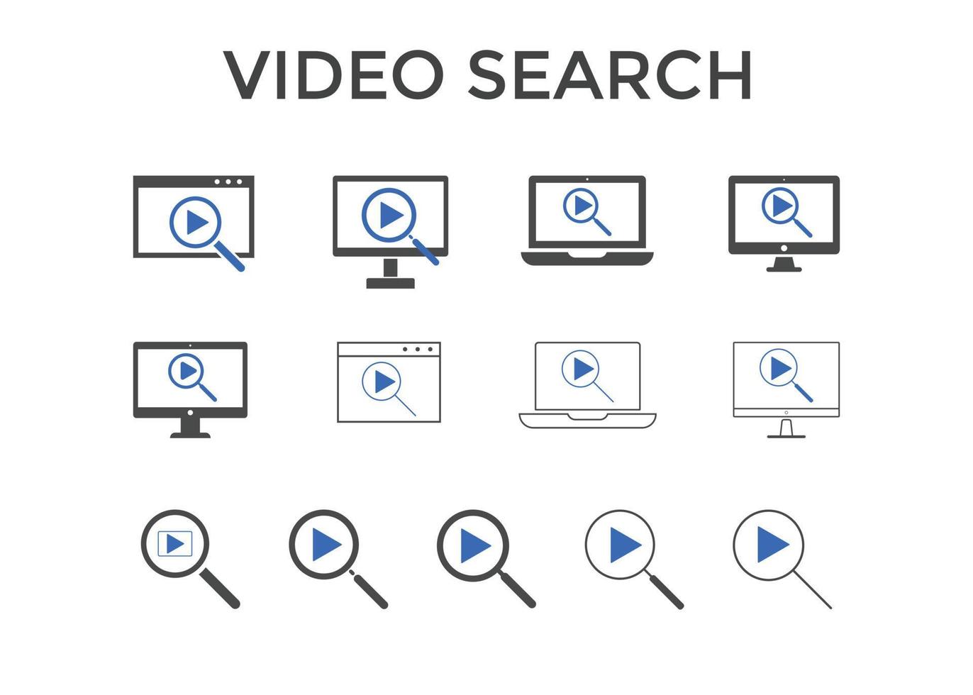 reeks van zoeken video icoon vector illustraties. gebruikt voor seo of websites.