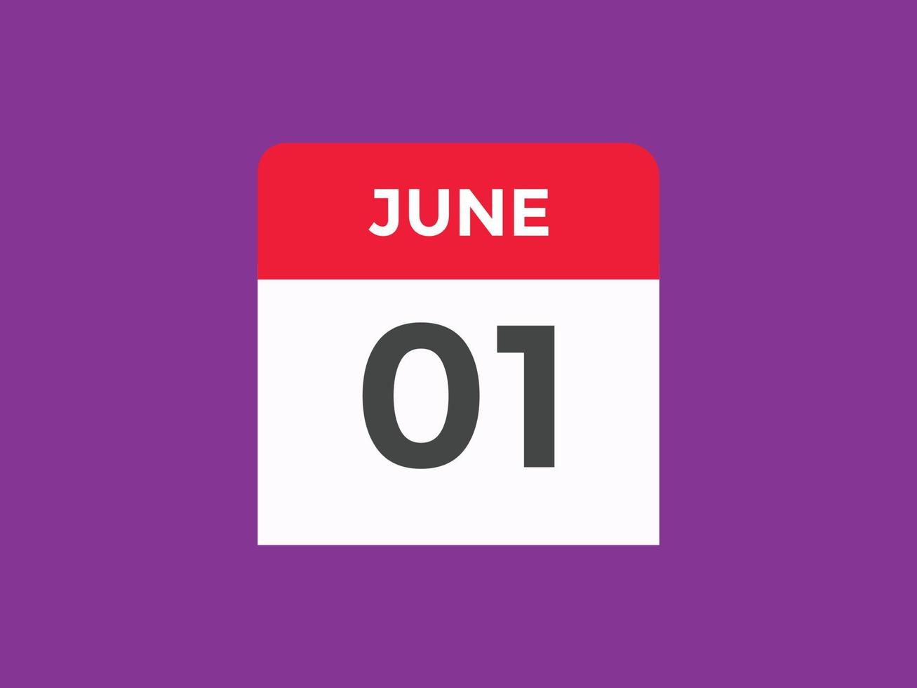 juni 1 kalender herinnering. 1e juni dagelijks kalender icoon sjabloon. kalender 1e juni icoon ontwerp sjabloon. vector illustratie