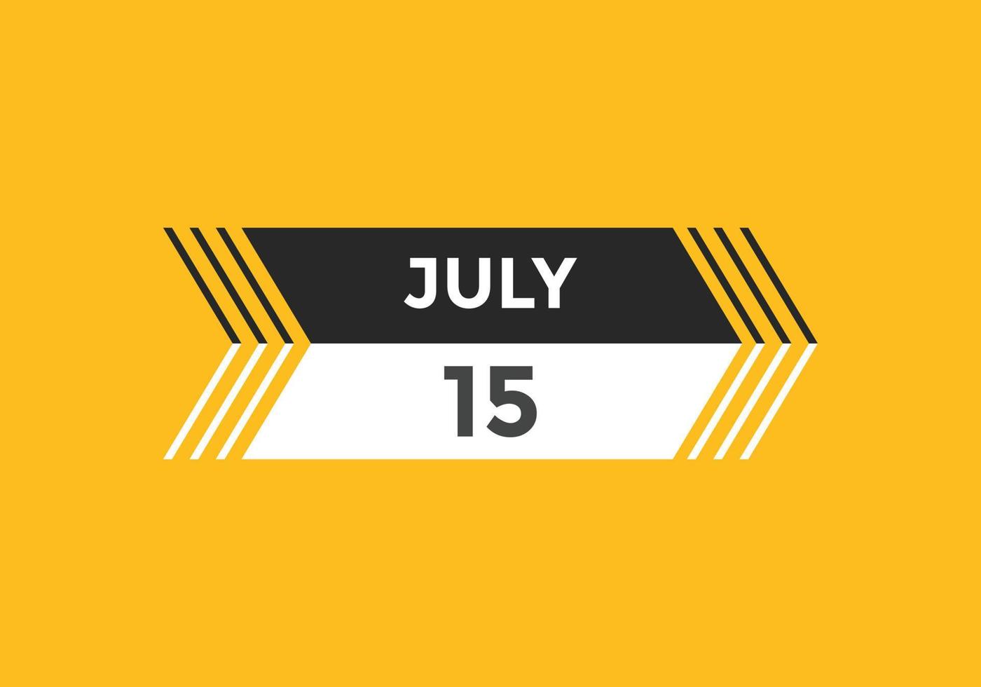 juli 15 kalender herinnering. 15e juli dagelijks kalender icoon sjabloon. kalender 15e juli icoon ontwerp sjabloon. vector illustratie