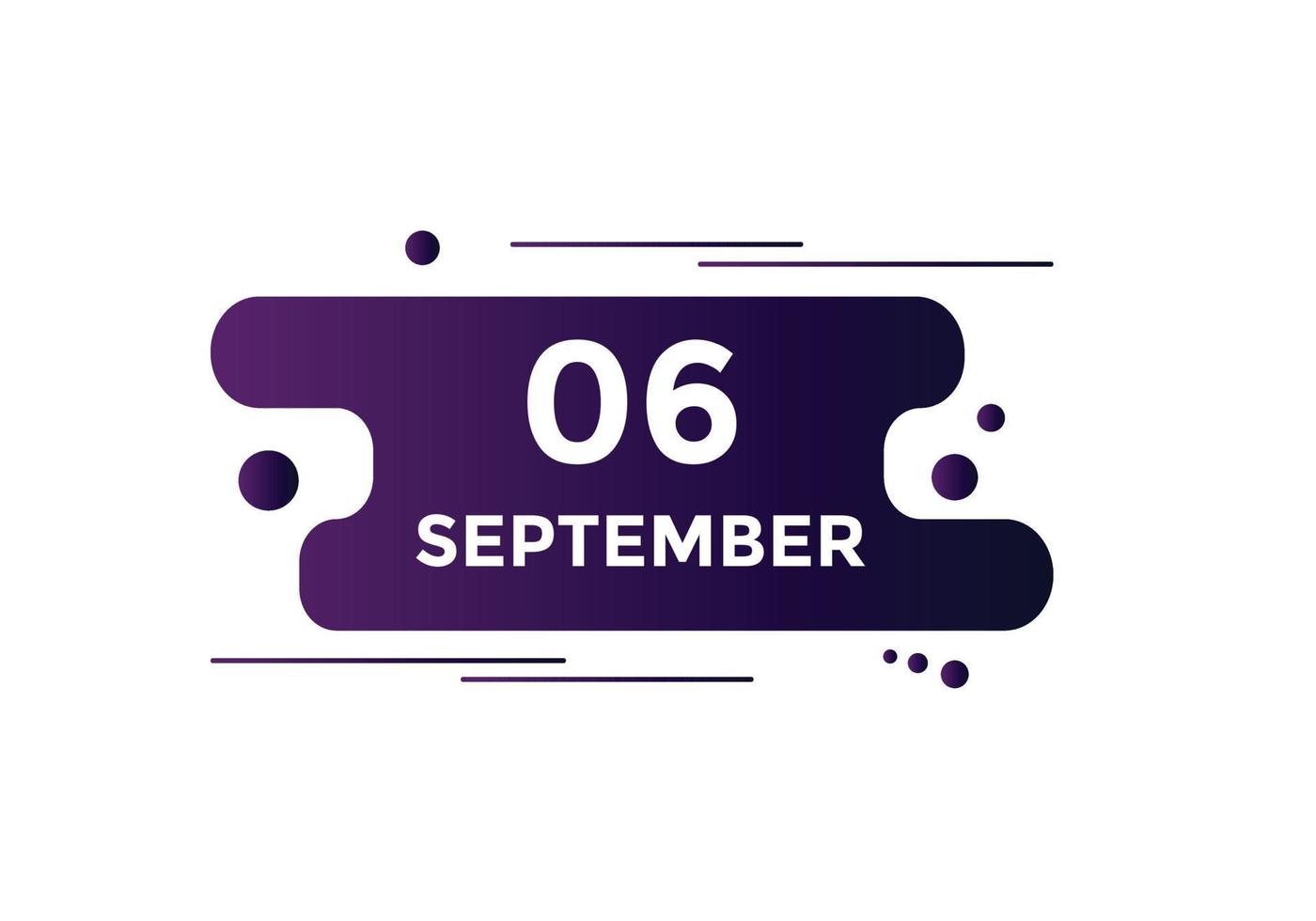 september 6 kalender herinnering. 6e september dagelijks kalender icoon sjabloon. kalender 6e september icoon ontwerp sjabloon. vector illustratie