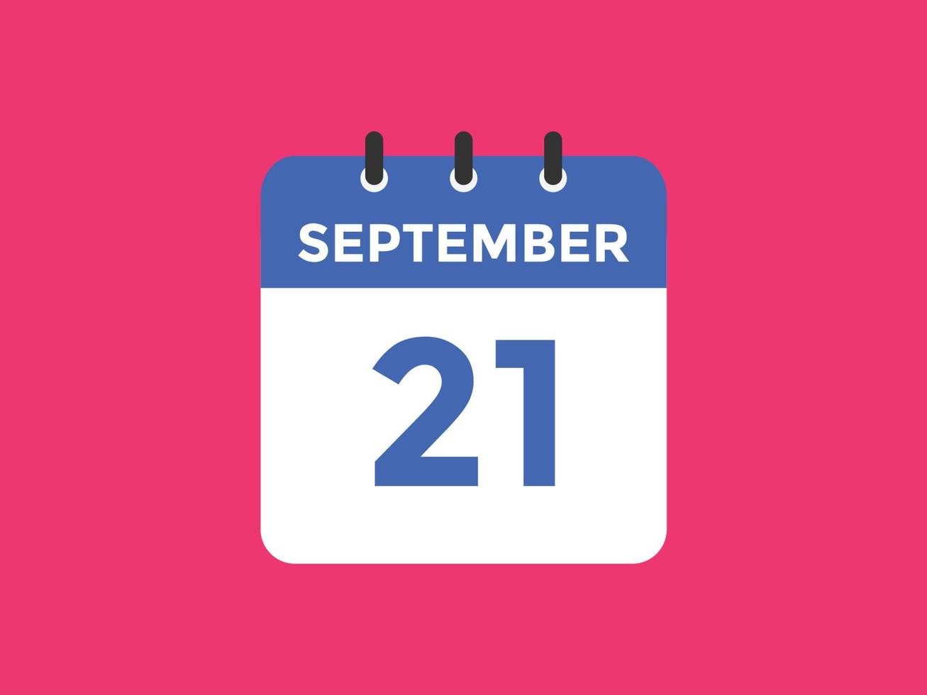 september 21 kalender herinnering. 21e september dagelijks kalender icoon sjabloon. kalender 21e september icoon ontwerp sjabloon. vector illustratie