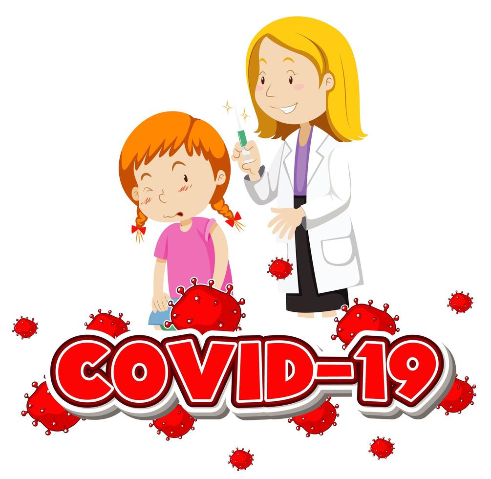 covid-19 achtergrond met meisje dat vaccin krijgt vector