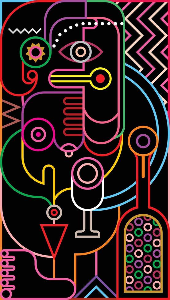 abstract portret van een vrouw neon kleuren vector