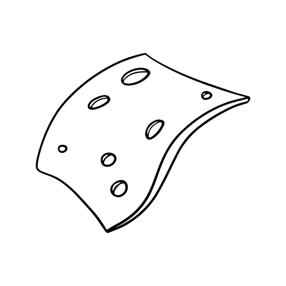 monochroom afbeelding, dun plak van kaas , vector illustratie in tekenfilm stijl Aan een wit achtergrond