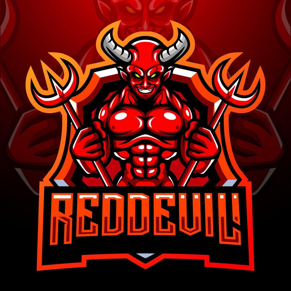 rood duivel mascotte. esport logo ontwerp vector