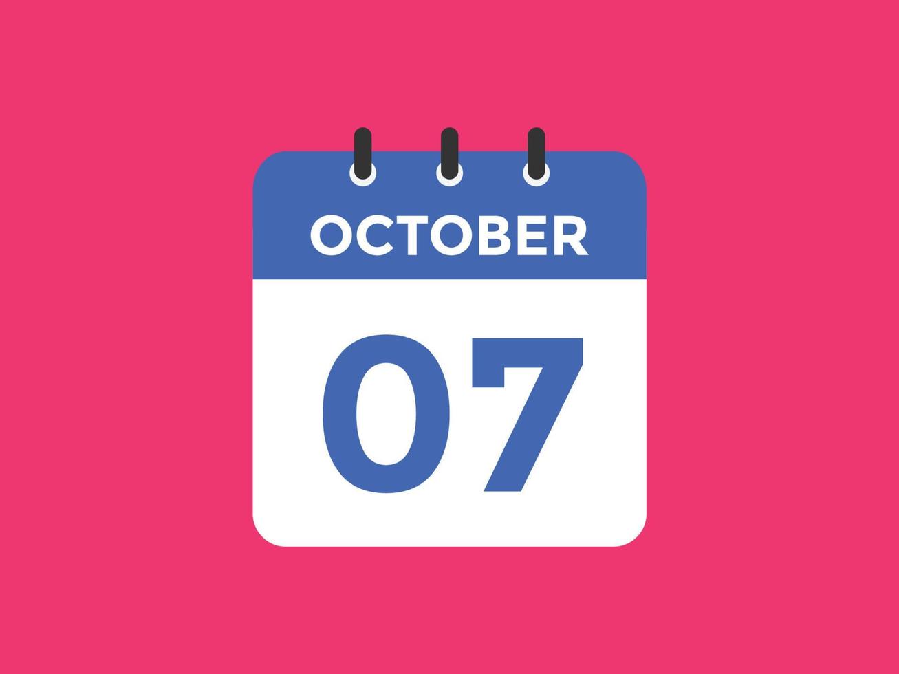 oktober 7 kalender herinnering. 7e oktober dagelijks kalender icoon sjabloon. kalender 7e oktober icoon ontwerp sjabloon. vector illustratie