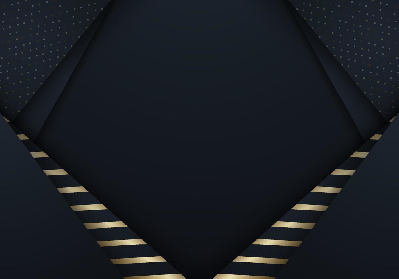 3d elegant sjabloon abstract achtergrond zwart papier kunst laag met goud strepen patroon. vector