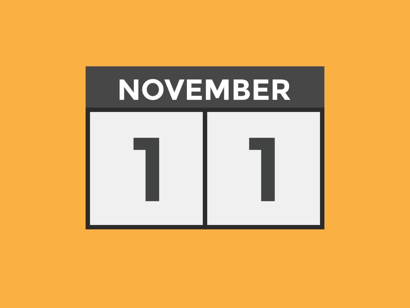 november 11 kalender herinnering. 11e november dagelijks kalender icoon sjabloon. kalender 11e november icoon ontwerp sjabloon. vector illustratie