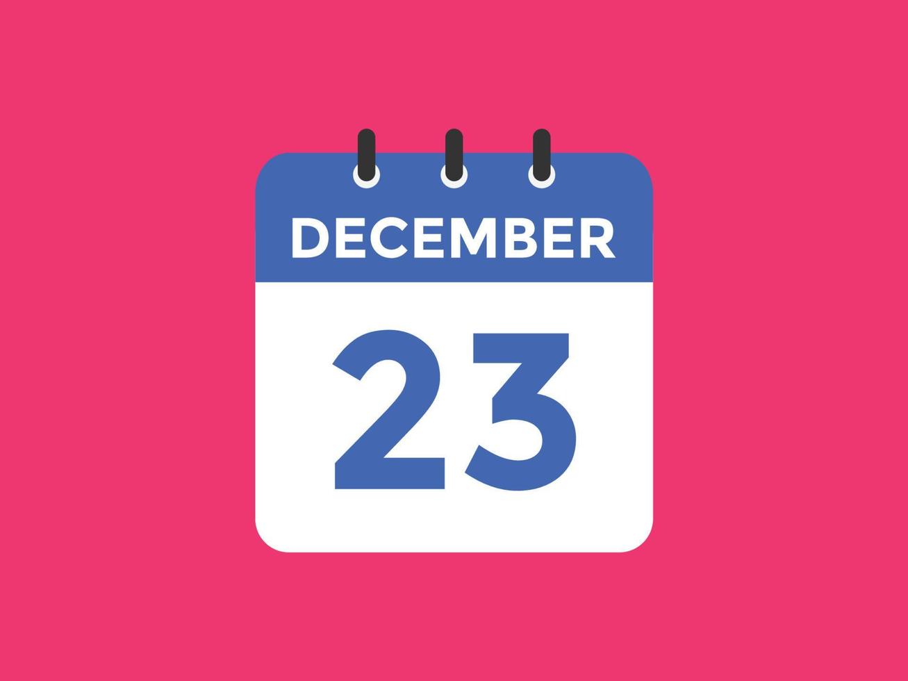december 23 kalender herinnering. 23e december dagelijks kalender icoon sjabloon. kalender 23e december icoon ontwerp sjabloon. vector illustratie